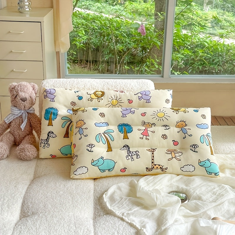 Almohada de poliéster lavable para niños con estampado de animales de dibujos animados para comodidad en todas las estaciones