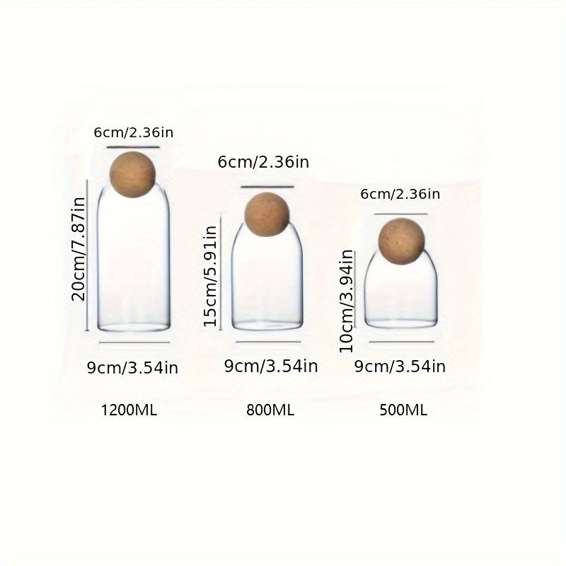 Airtight Kitchen Storage Jar with Natural Cork Lid for Coffee Tea Spices