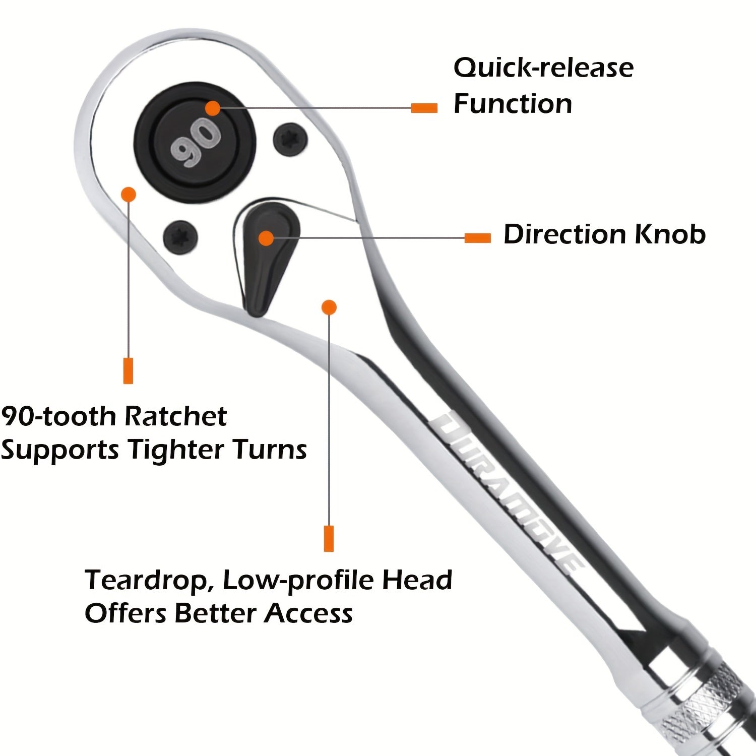 Juego de reparación de trinquete de 3 piezas, reversible, de liberación rápida, llave de vaso de 90 dientes