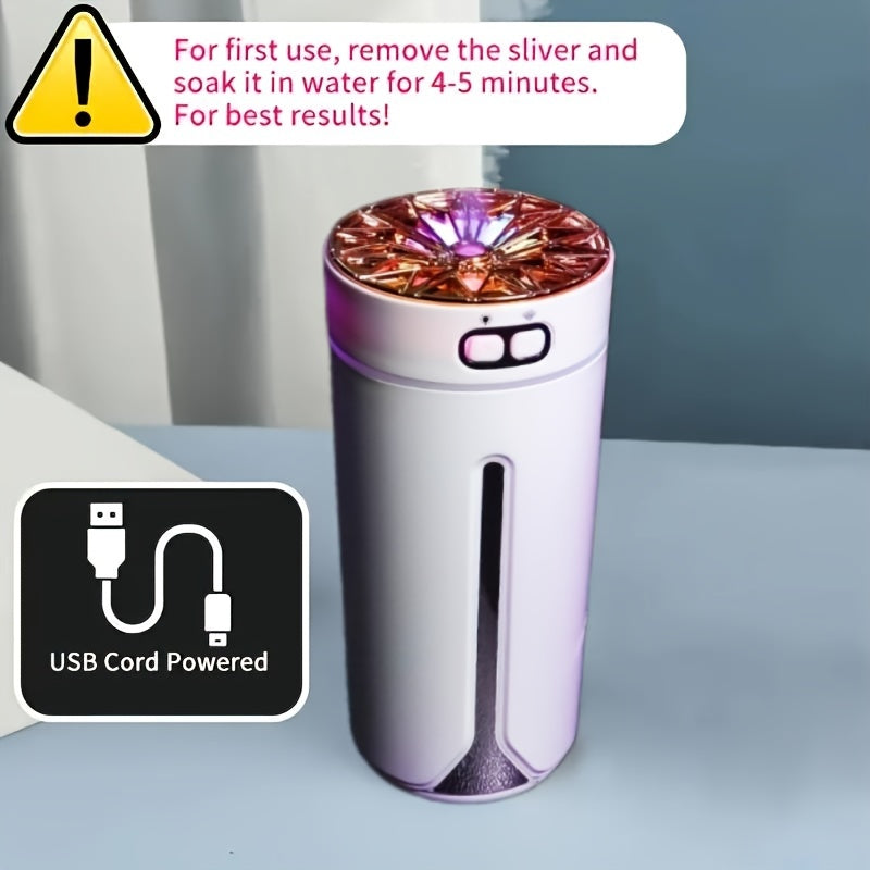 Portable Car Humidifier with Color Light and Essential Oil Diffuser for Home and Vehicle