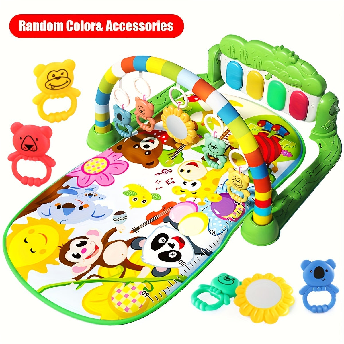 Baby Play Mat Pink Green Interactive Music Piano Educational Activity Center for Infants