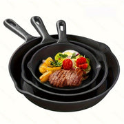 Cast Iron Skillet Set Non-Stick Oven Safe Durable for Home Cooking