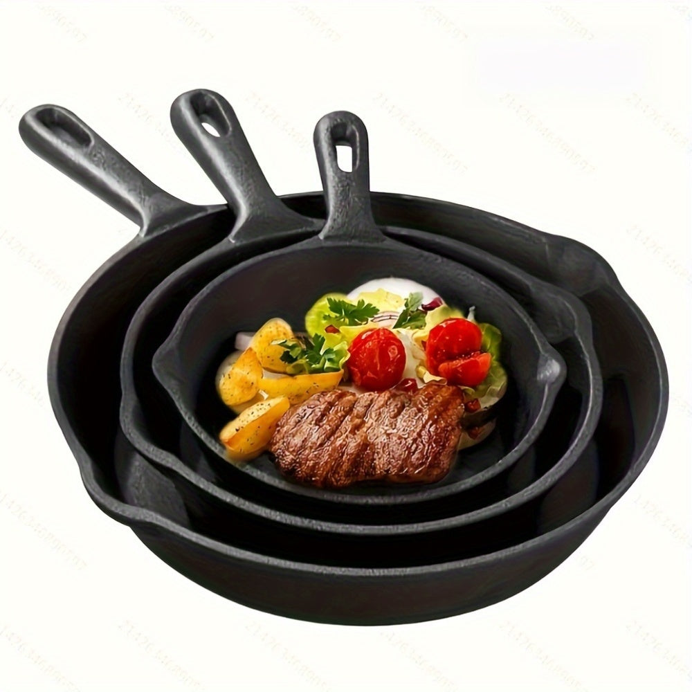 Cast Iron Skillet Set Non-Stick Oven Safe Durable for Home Cooking