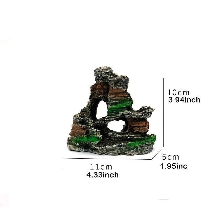 Resin Rockery Aquarium Ornament with Faux Mountain and Waterfall for Fish Tank Decoration