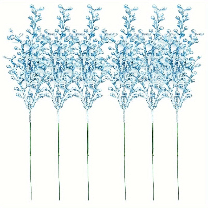 Set of 6 Sparkling Christmas Decorative Gifts with Gold Pink Glitter Berries for Holiday Decor