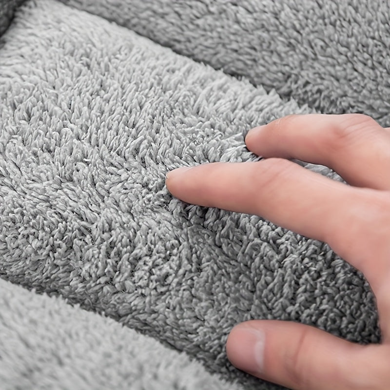 Large Plush Dog Bed Rectangular Couch in Light Gray and White for Small to Large Breeds