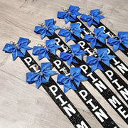 12 Sparkly Cheerleader Bow Keychains Rhinestones Glitter Ribbon for Backpacks Bags Keys