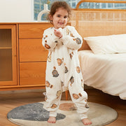 Kids' Flannel Sleeping Bag Animal Print Snug Warm for Spring and Autumn