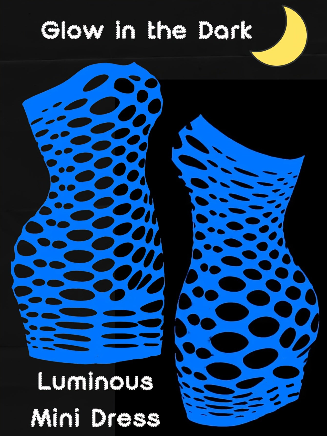 Women Mesh Lingerie Fishnet Glow in the Dark Mini Dress for Party Valentine's Day