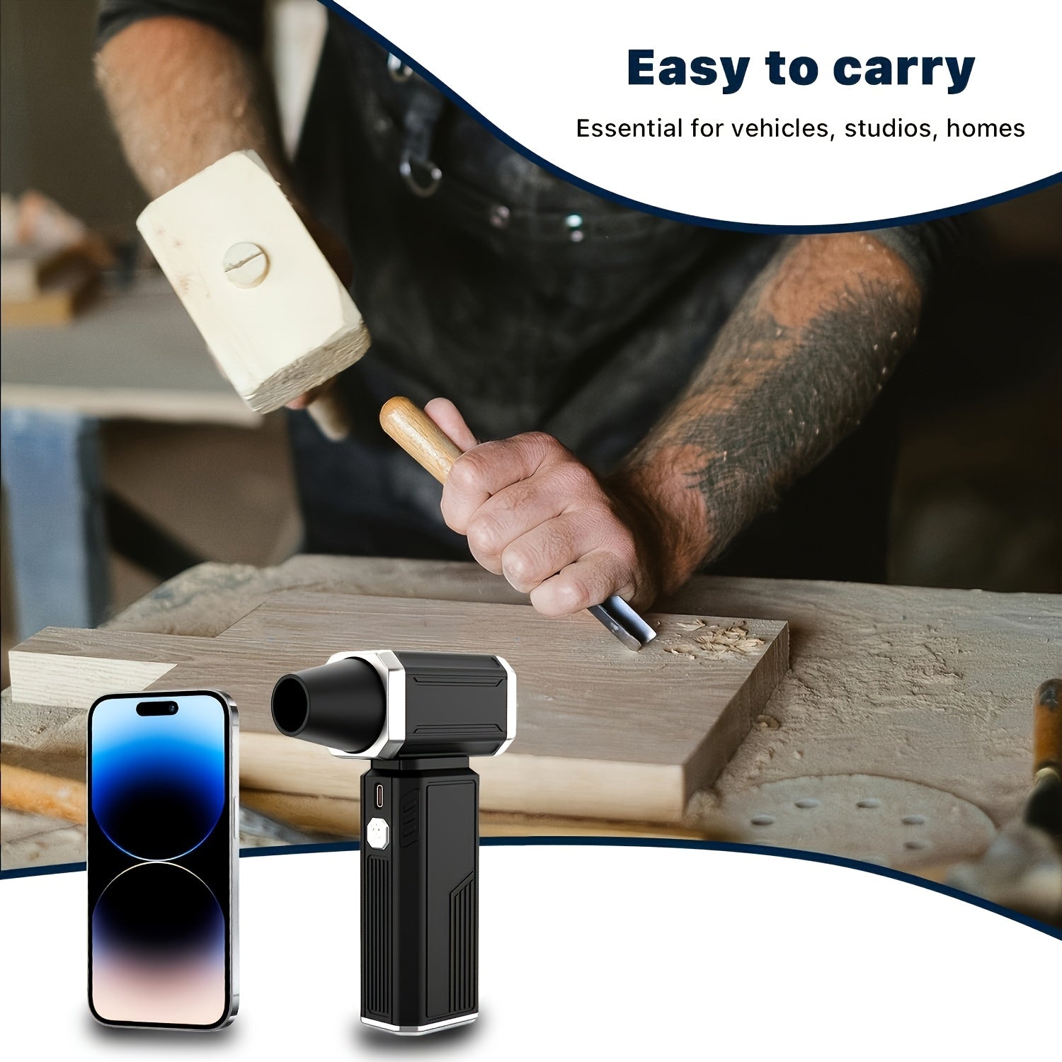 High-Performance Turbo Jet Fan Set 180000 RPM Brushless Motor 54M/S Airflow Rechargeable 6000mAh Type-C Nozzles