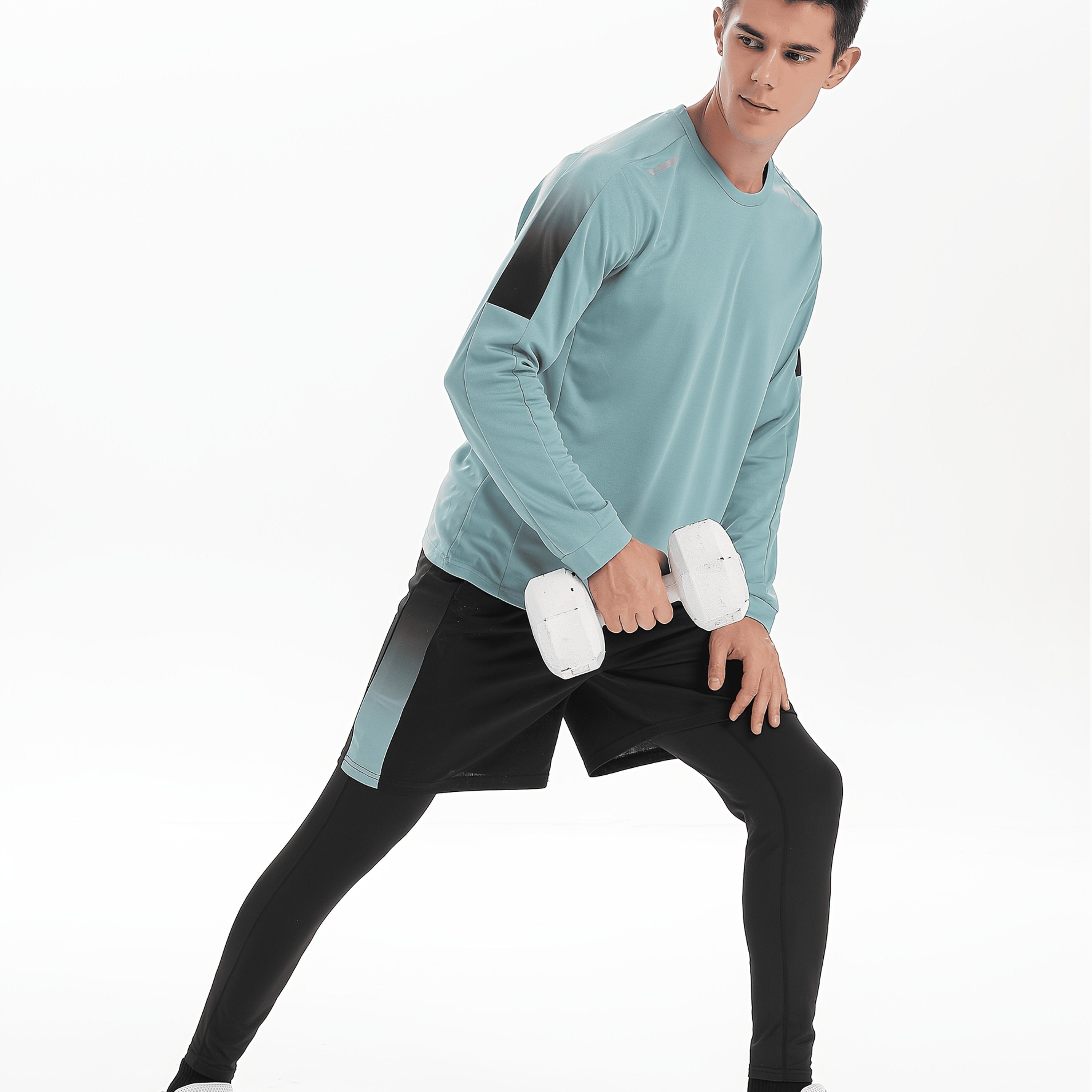 Men's 3-Piece Sports Fitness Suit Breathable Quick-Drying Polyester for Hiking Jogging Cycling