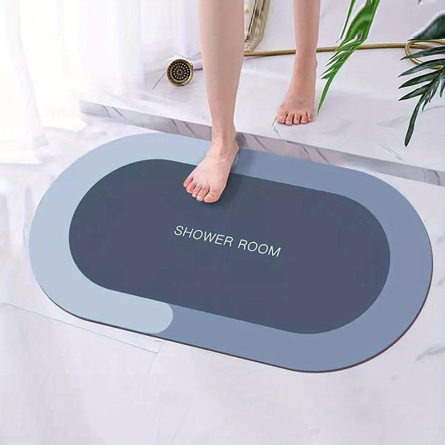 Fast-Drying Plush Diatomaceous Earth Bath Mat Slip-Resistant Highly Absorbent