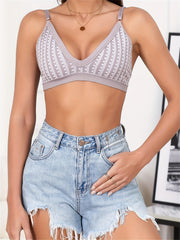 Sujetador bralette de cuadros morados con ganchos ajustables en la espalda, sin relleno, soporte alto, ropa casual