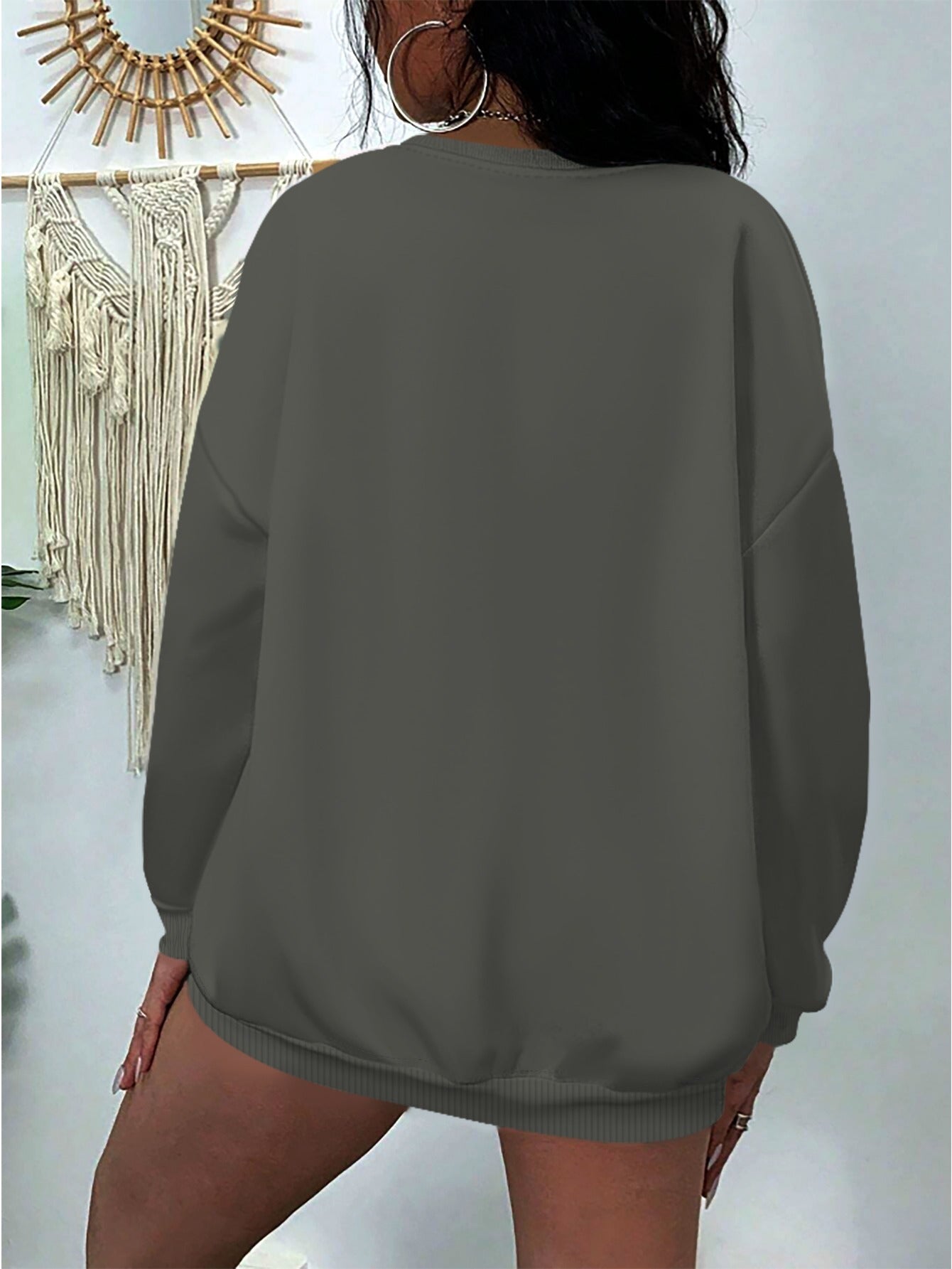 Plus Size Womens Floral Sweatshirt Casual Crew Neck Pullover Long Sleeves