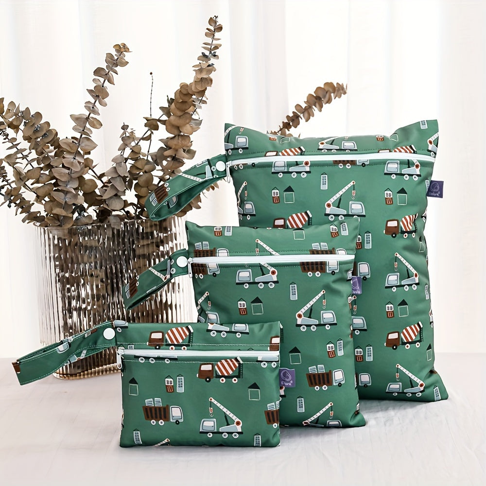 Set of 3 Waterproof Diaper Bags for Travel with Wash Bag and Cute Designs