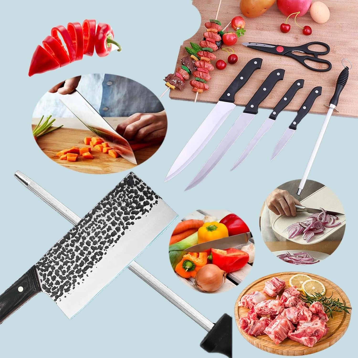 Kuchli oshxona, restoran va mehmonxonalarda professional pichoqni silliqlash uchun olmos qoplangan honing po'lat. Bardoshli dizayn, tezki qirralarni tiklash va yopishmaydigan tutqich bilan.