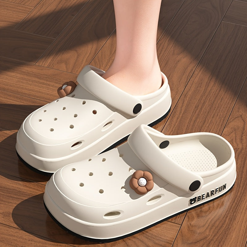 Women's Thick-Soled EVA Clogs with Cartoon Print for Summer Beach Outdoor