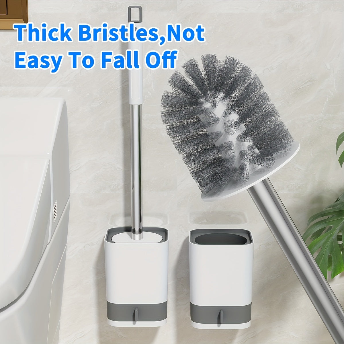 Long-Handle Toilet Brush with Drain Holder, Flexible No-Dead-Corner Design