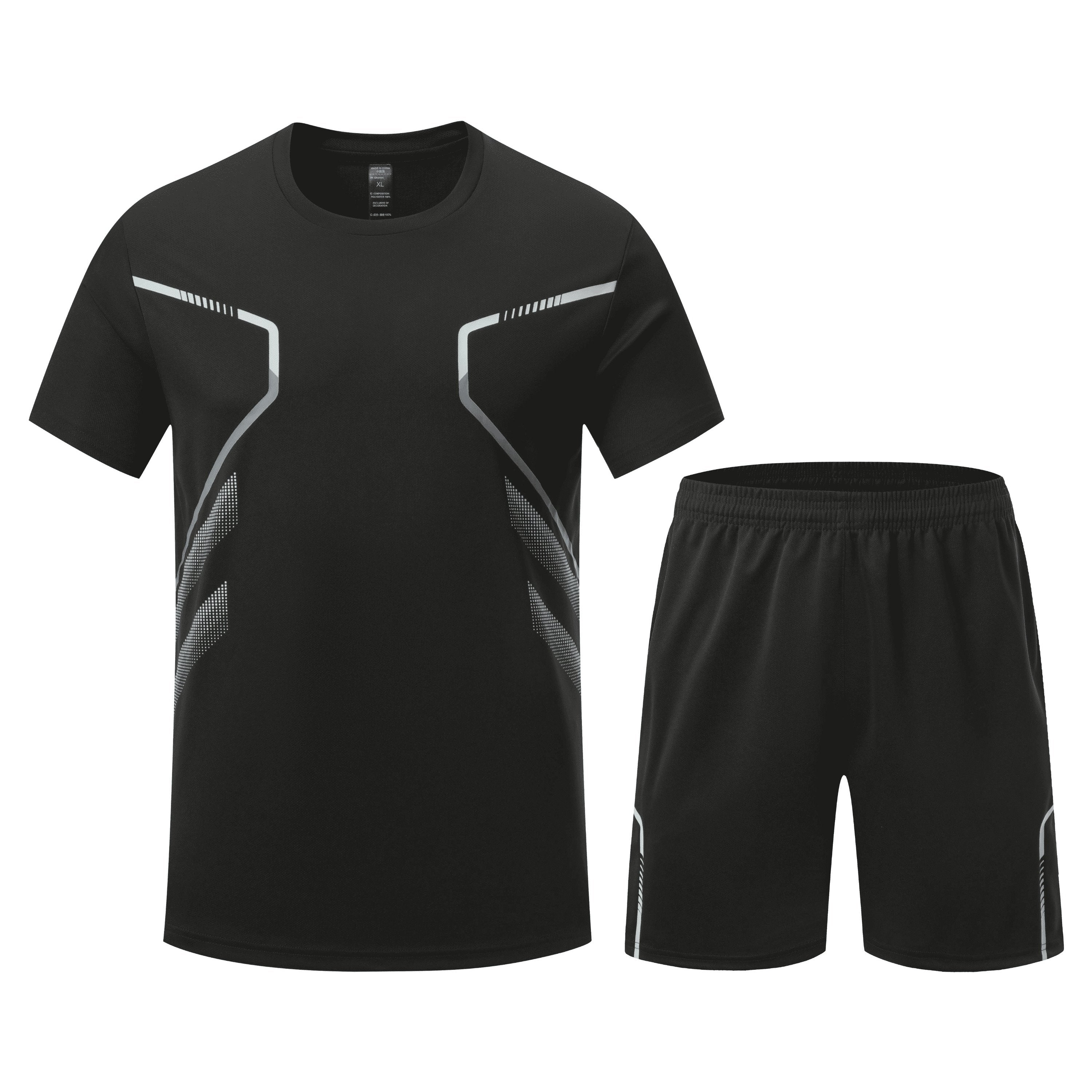 Men's Summer Quick-Dry Polyester Running Sportswear Set T-Shirt and Shorts