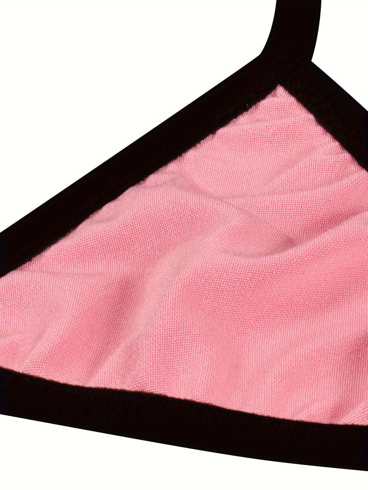 Women's Lingerie Set with Contrast Trim Micro Triangle Halter Bikini and Thong