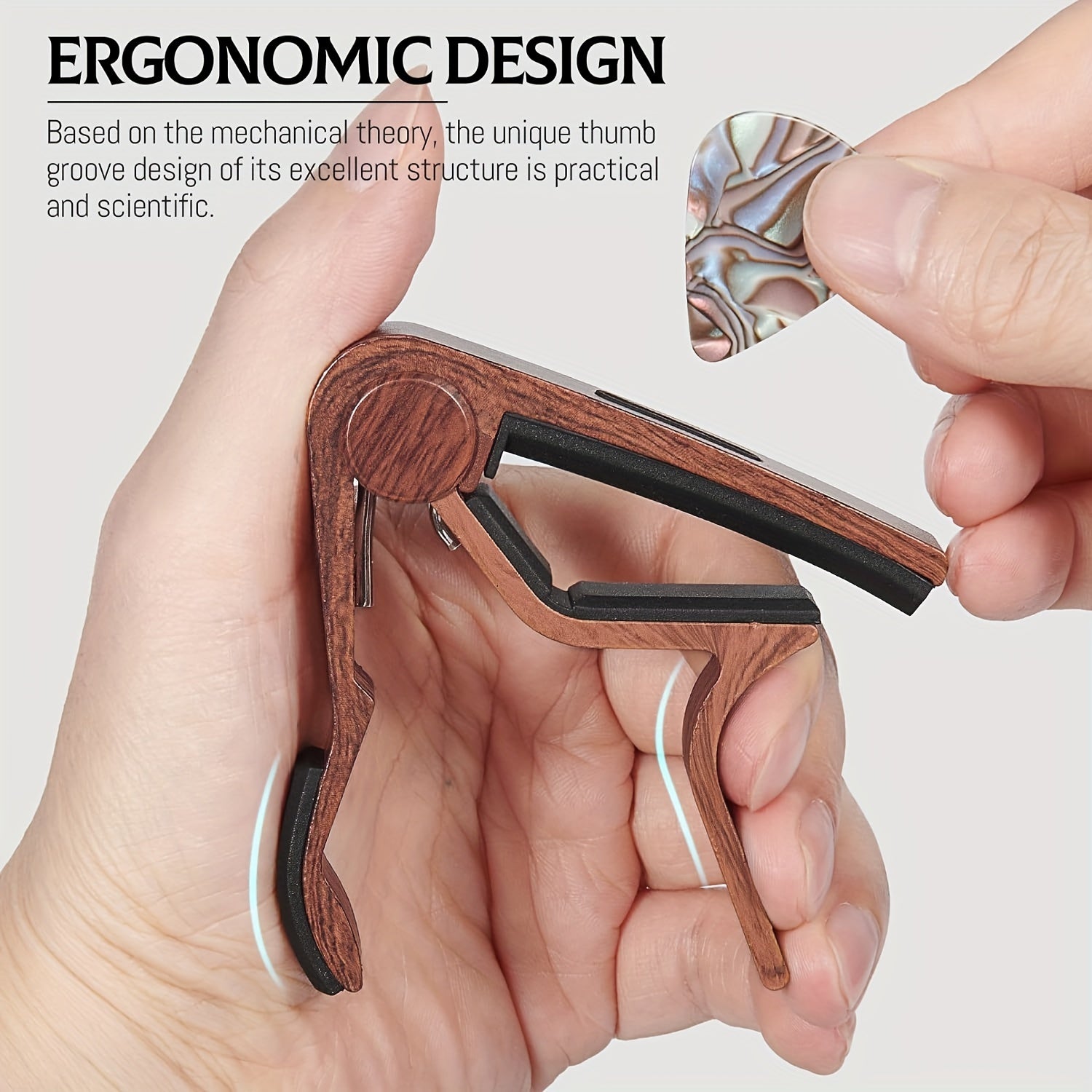 Rosewood Guitar Capo with Pick Holder for Acoustic Electric Instruments Black Brown