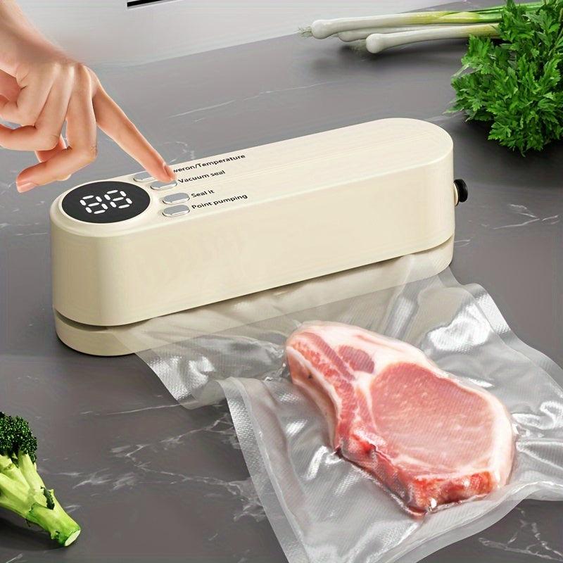 Portable USB Rechargeable Vacuum Sealer Handheld Snack Sealing System Teal 1200mAh