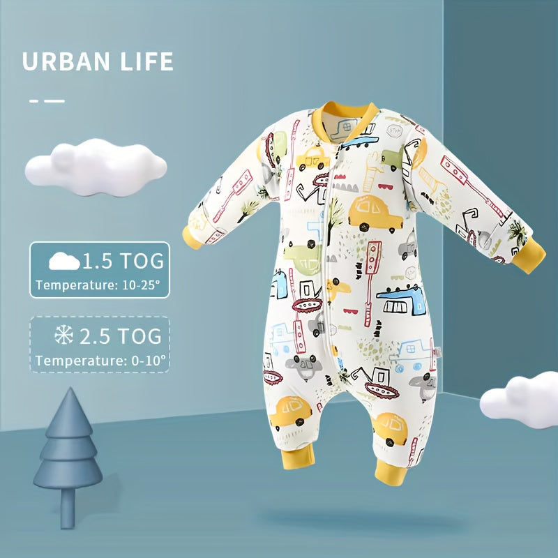 Kids Sleeping Bag 1.5 Tog with Animal Print and Split Legs for Boys and Girls