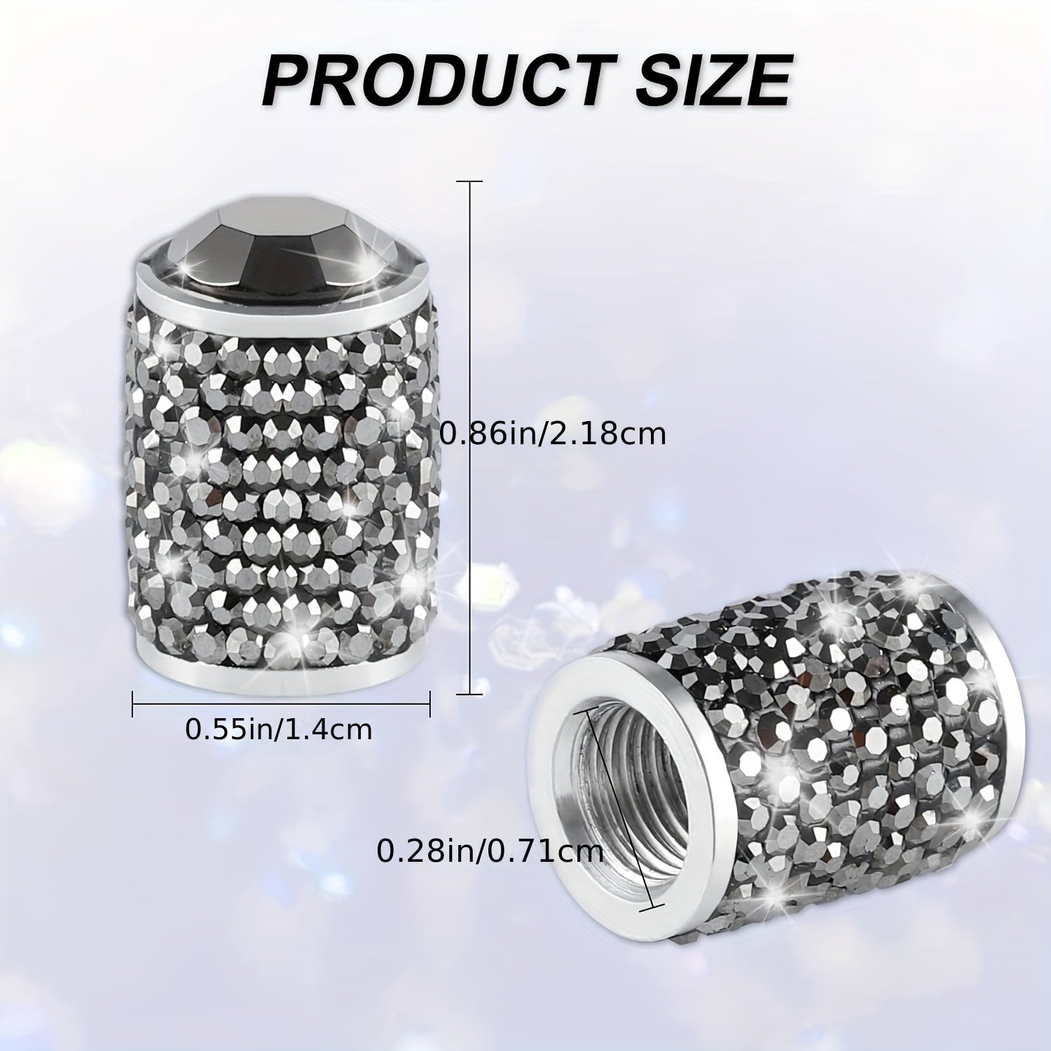 4-Pack Crystal Car Valve Stems Stylish Metal Tire Valve Covers for SUV Motorcycle Bicycle