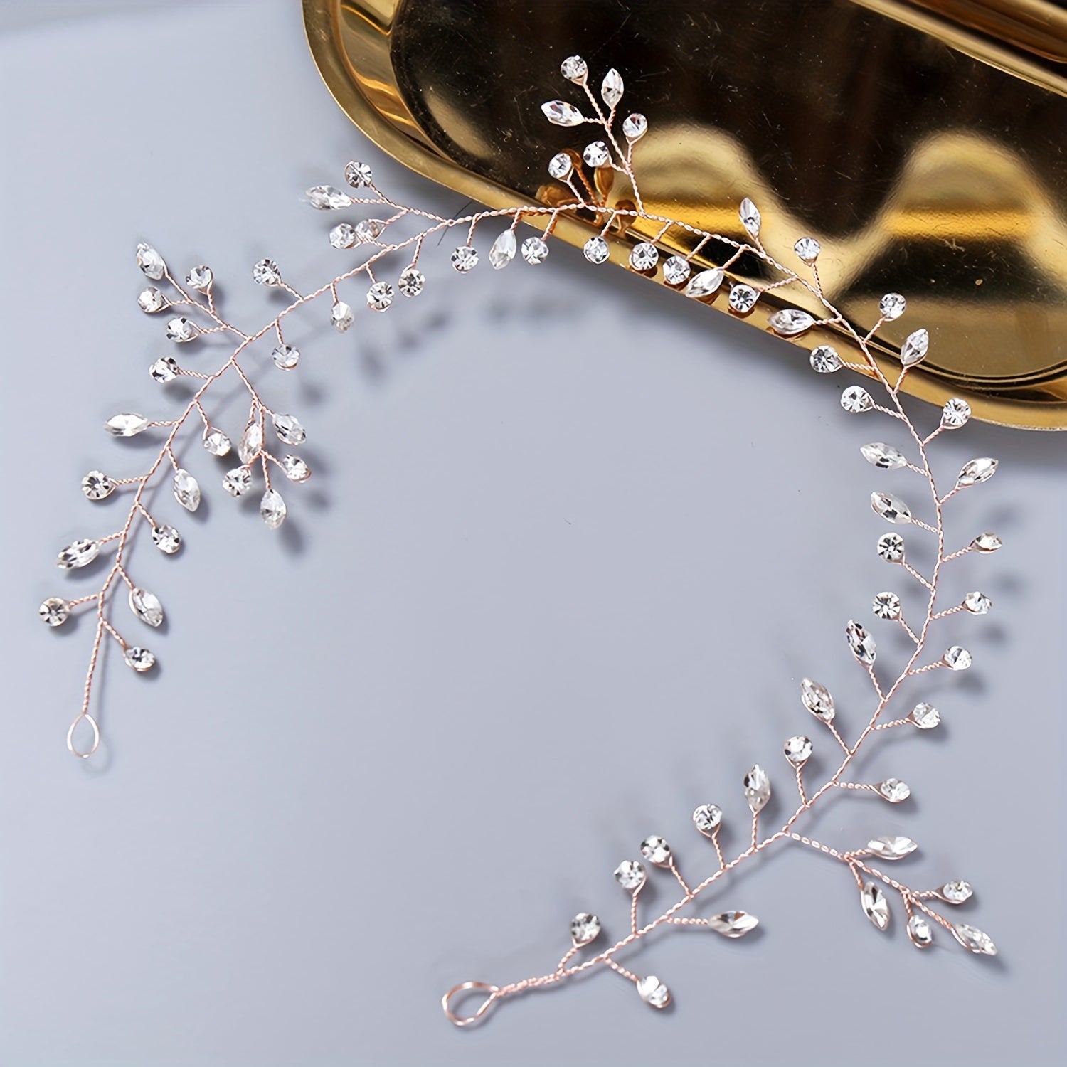 Bridal Hair Vine Rhinestone Beads Leaf Shaped Wedding Hair Accessory