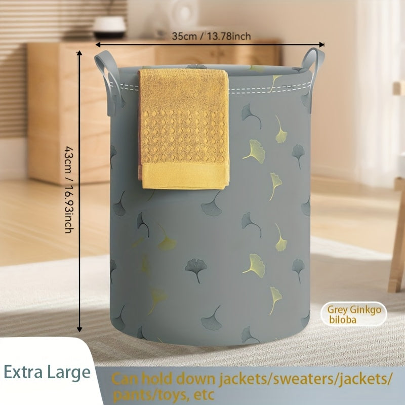 Waterproof Laundry Hamper with Handles Blue Fabric Storage Basket for Home Bathroom Dorm