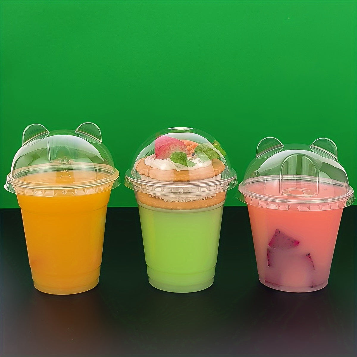 50 Transparent Plastic Cups with Lids 9oz to 10oz for Parties and Cold Drinks