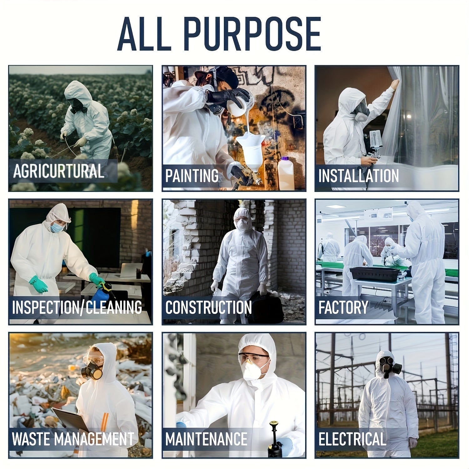 Unisex Lightweight Breathable Protective Coverall for Painting and Construction