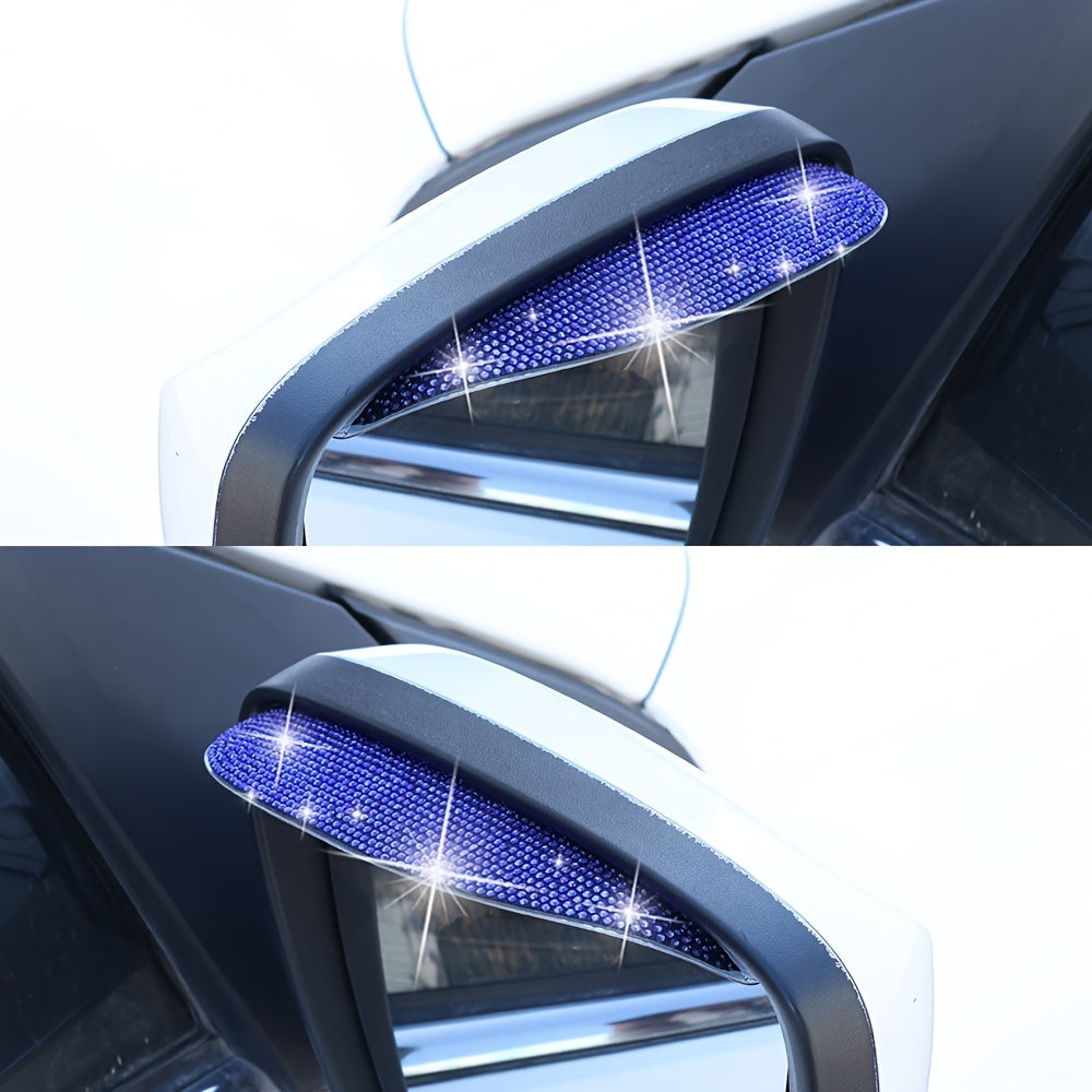 2 dona Avtomobil oynasi yomg'ir himoyachilari, aks ettiruvchi rhinestonelar bilan, yaxshilangan ko'rinish uchun