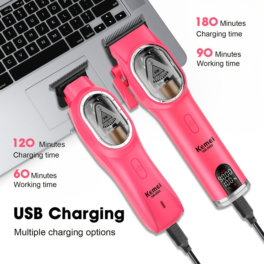 Kemei KM-8502 Professional Soch Kesuvchi To'plami DLC Pichoqchalari bilan, USB bilan qayta zaryadlanadigan, Qo'llanma taroqchalari va aksessuarlar bilan birga - Mukammal sovg'a fikri