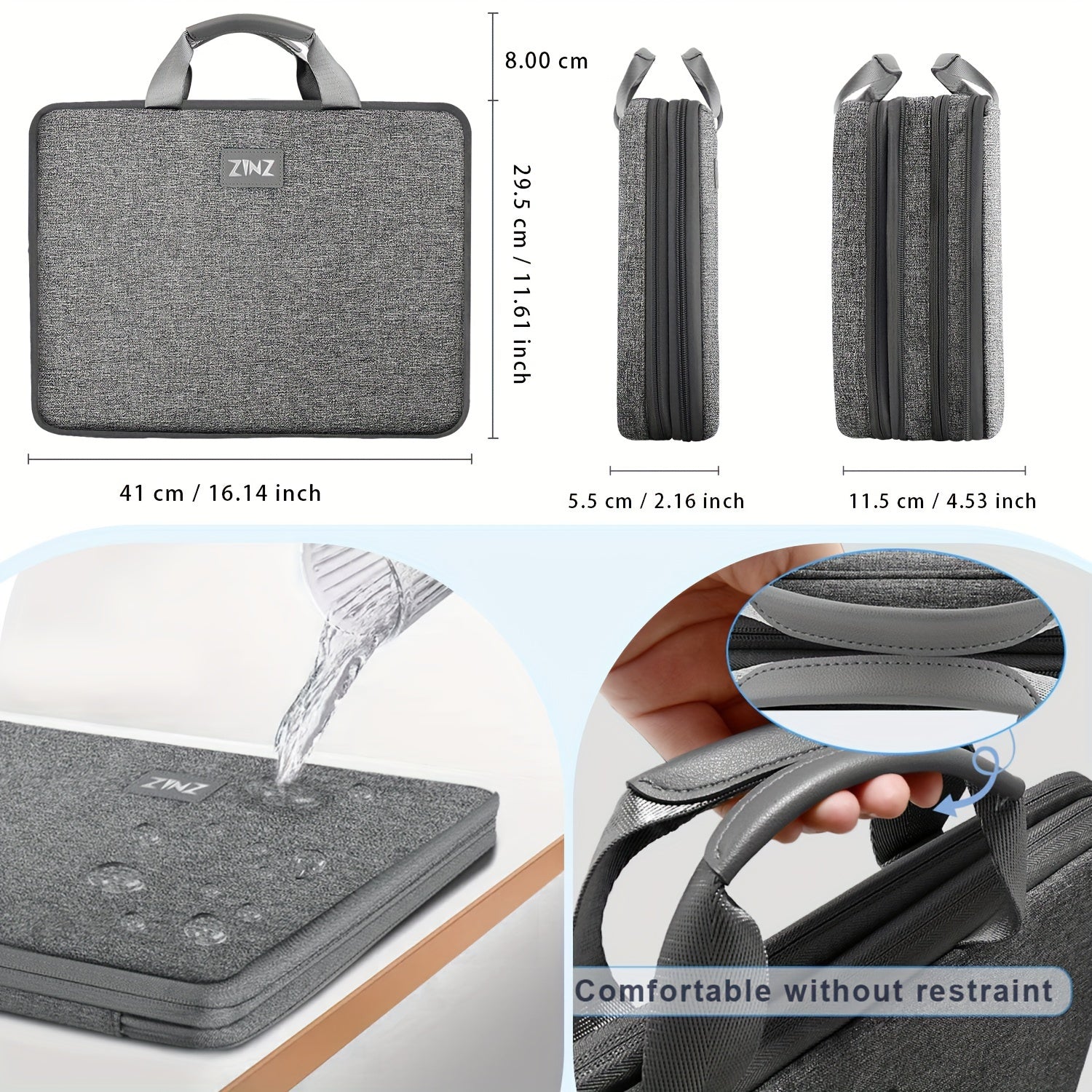 Lightweight Waterproof Laptop Bag for Office Travel and Daily Use Black Polyester