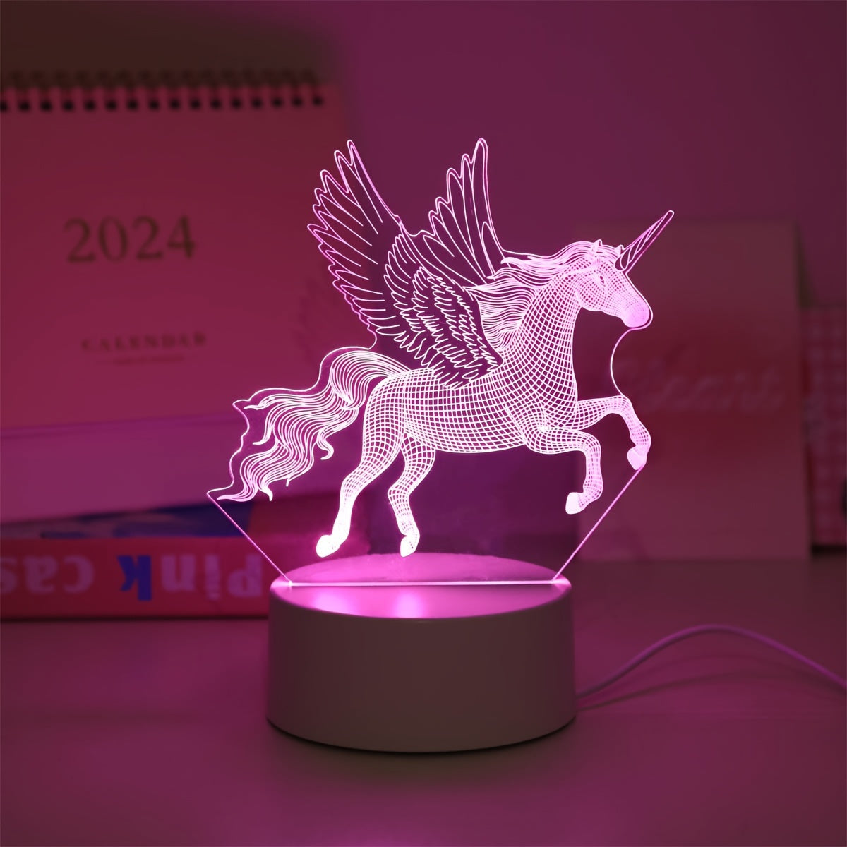 Pink Unicorn Night Light for Kids Bedroom Decorative Lamp Childrens Nightlight