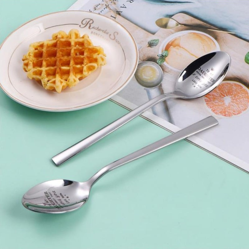 Personalized Engraved Metal Coffee Spoons with Love Message for Daughters and Friends
