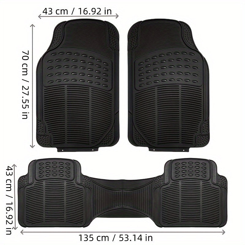 3Pcs All-Weather Car Floor Mats Durable PVC Non-Slip Universal Fit