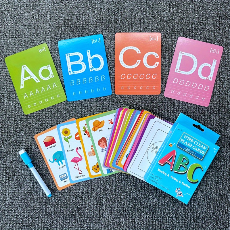 Educational Flash Cards for Kids Erasable Learning Set Numbers Letters Addition Subtraction