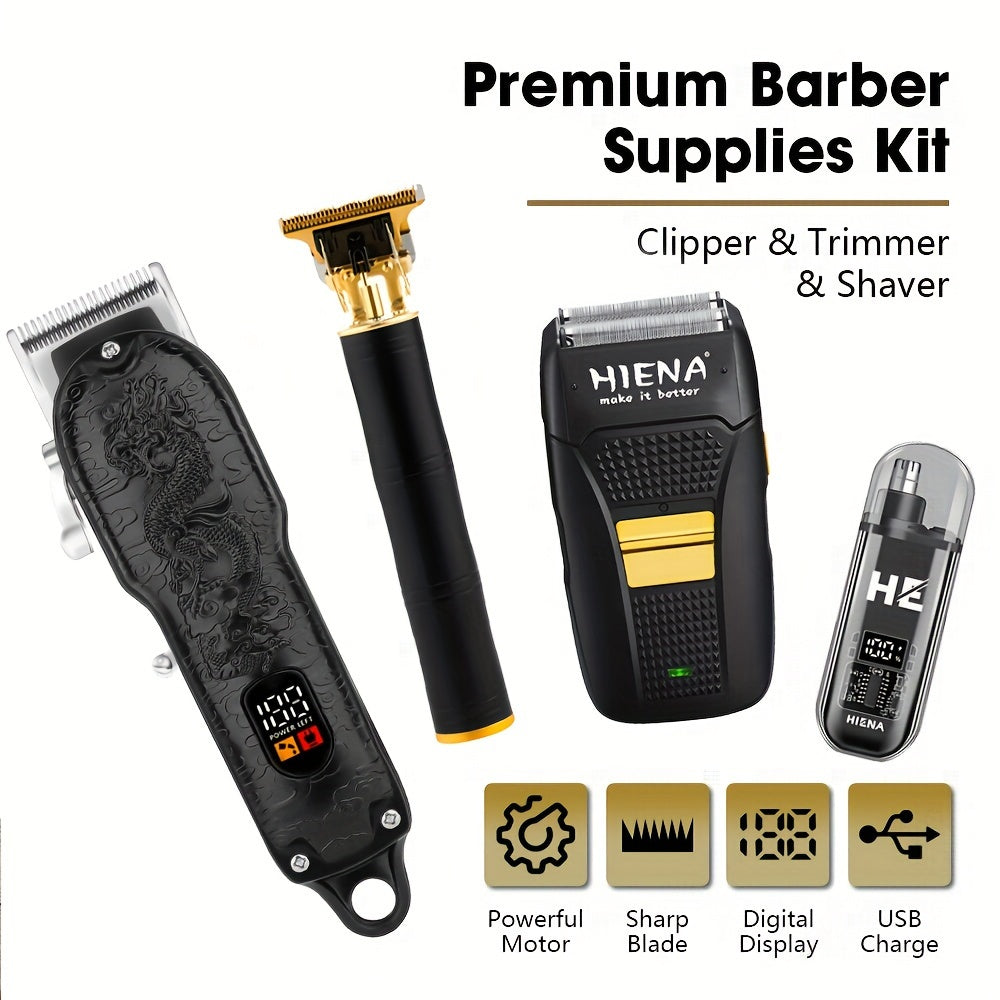 Набор ножниц для стрижки мужских волос, триммер для бороды, триммер для носа, бритва, барбер-кит