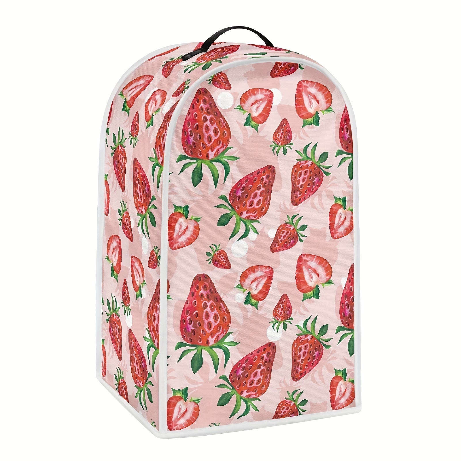 Pink Strawberry-Themed Kitchen Blender Dust Cover with Handle