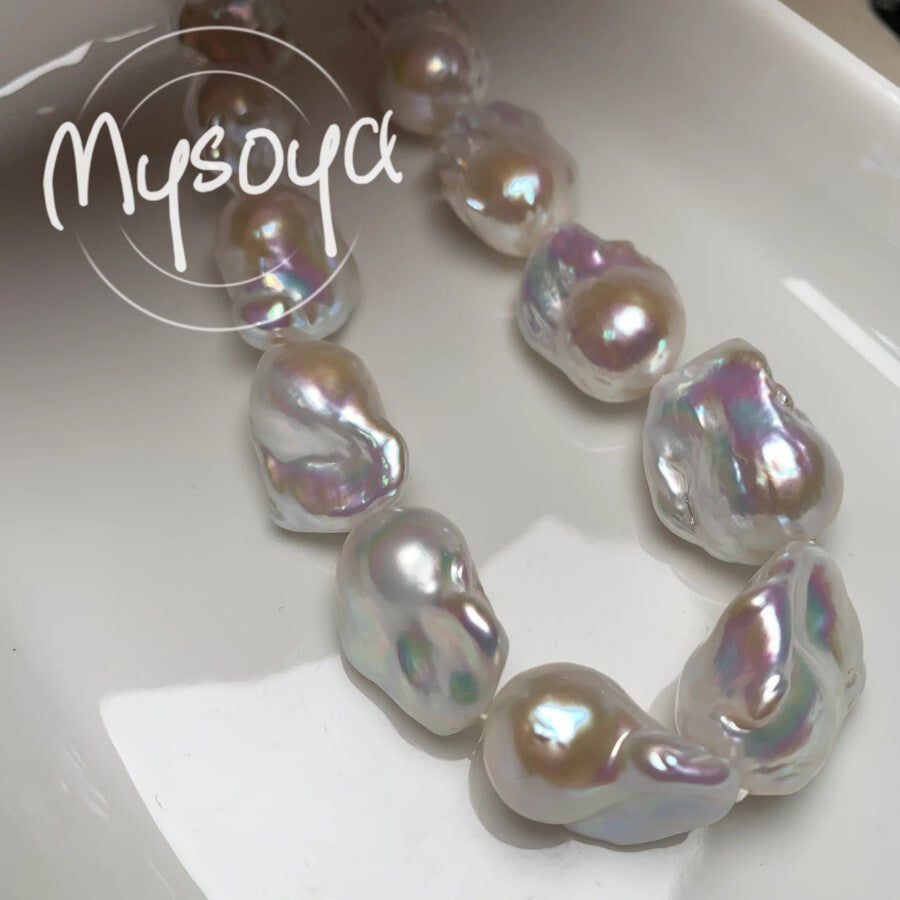 Large White Baroque Pearl Necklace 14-16mm Elegant Gift Box for Women