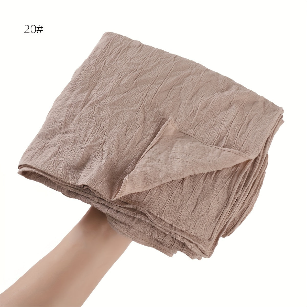 Breathable Muslim Women Hijab Solid Color Casual Crinkled Texture Sun and Wind Protection
