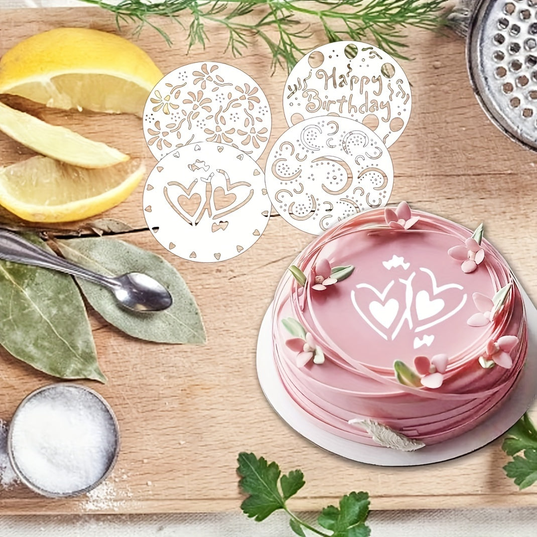Cake Decoration Mold Set 4-Piece Plastic Templates for Cake and Dessert Decorating