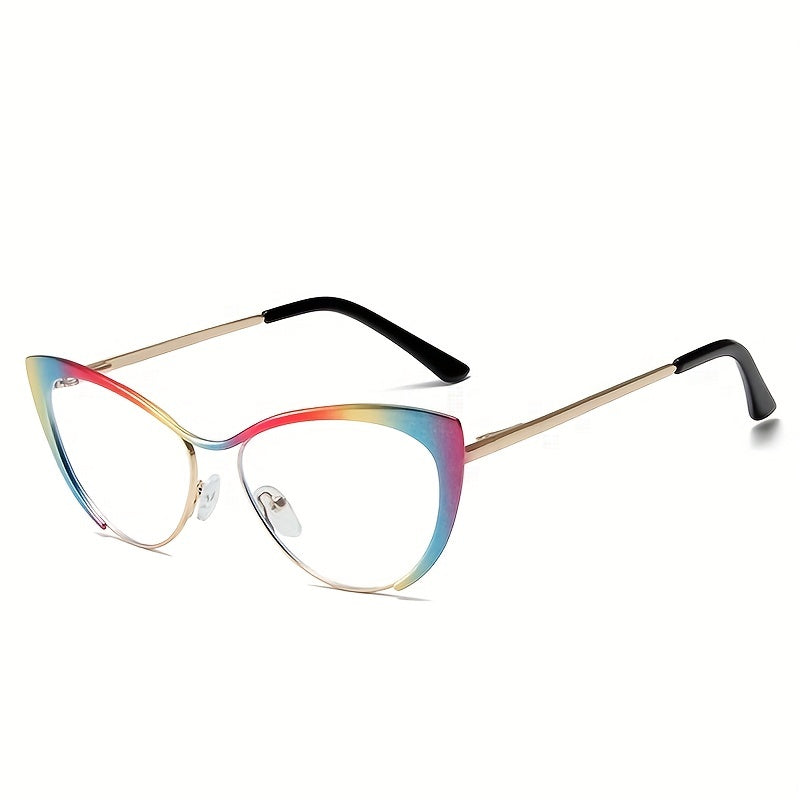 Women's Gold Cat Eye Glasses Small Frame Blue Light Reading Glasses