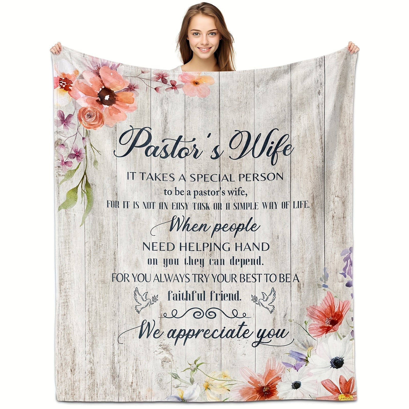 Gift for Pastor's Wife Cozy Throw Blanket for Christmas or Birthday Sofa Use