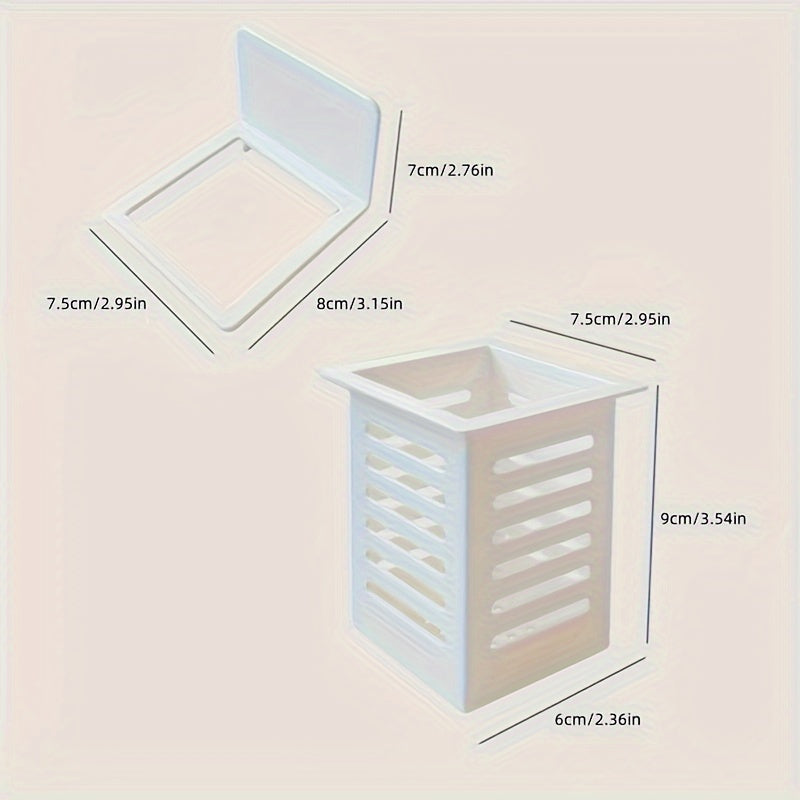 Organizador de almacenamiento para baño de plástico, montado en la pared, sin taladro, para cepillos de dientes y brochas de maquillaje