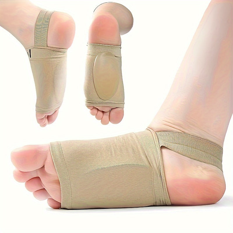 Unisex Beige Adjustable Arch Support Sleeves for Foot Pain Relief