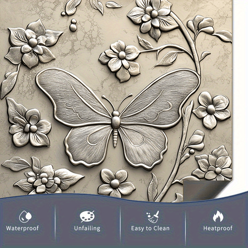 Antique Butterfly Magnetic Dishwasher Cover Waterproof Kitchen Decor 58.5x65 cm