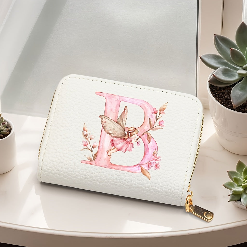 Tarjetero de mujer de cuero sintético, estilo acordeón delgado, con cierre de cremallera para monedas